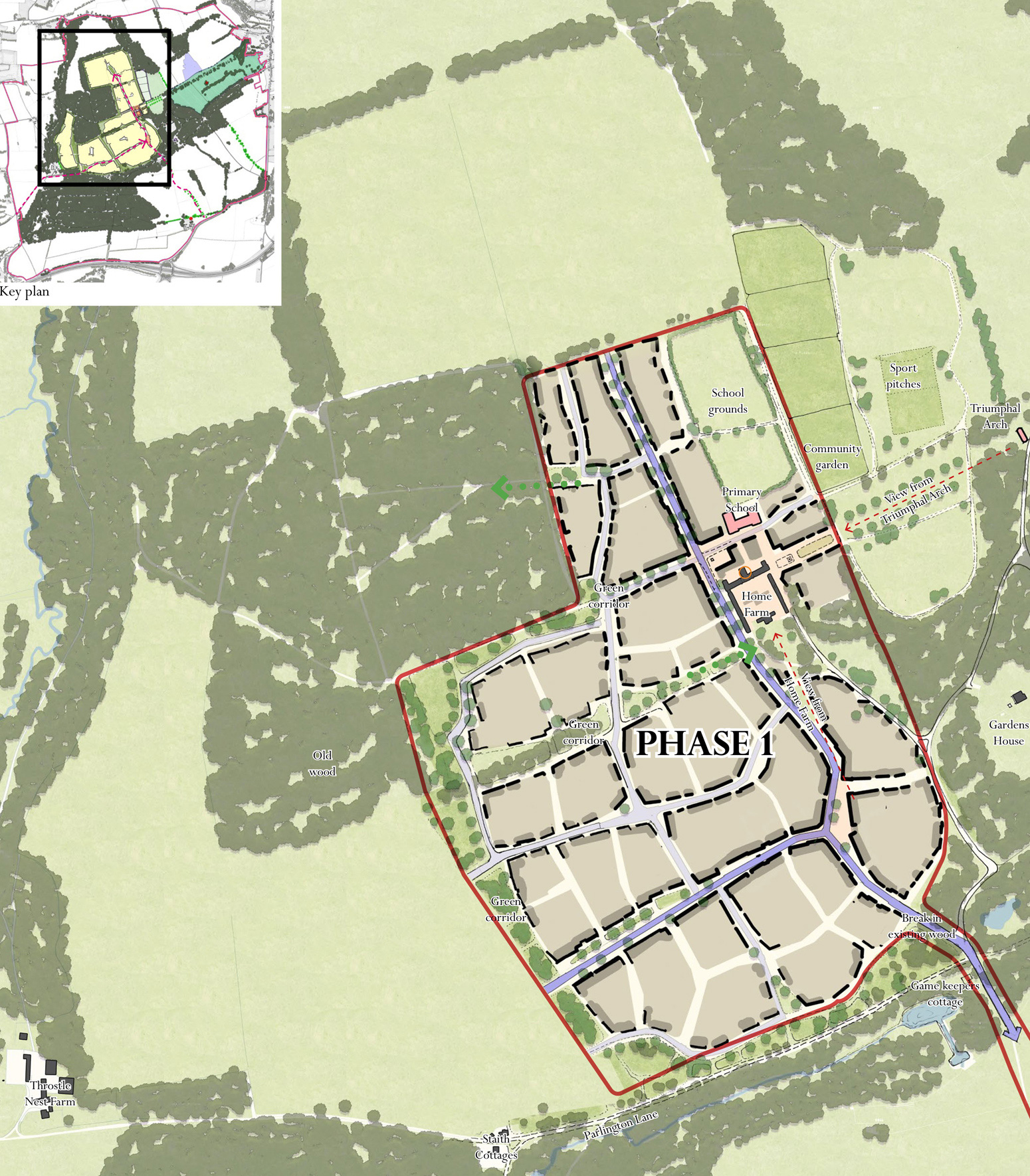 Map of phase 1 development of Parlington Village